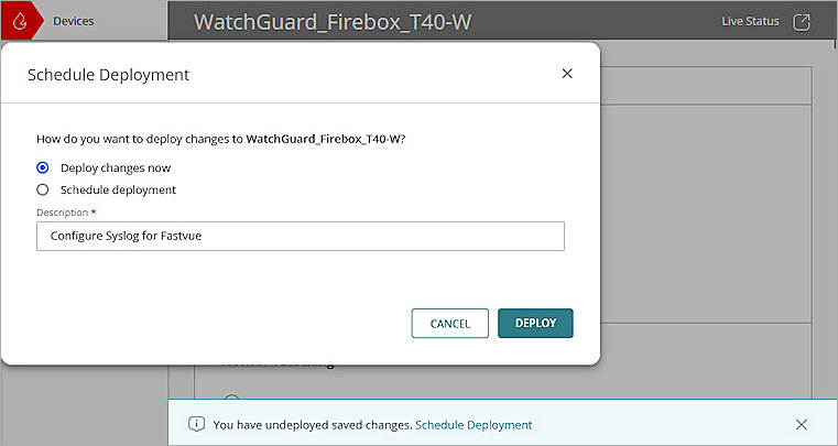 Screenshot of Cloud-Firebox, Configure Syslog 3